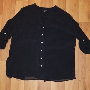 notation woman black button dress shirt size 3x